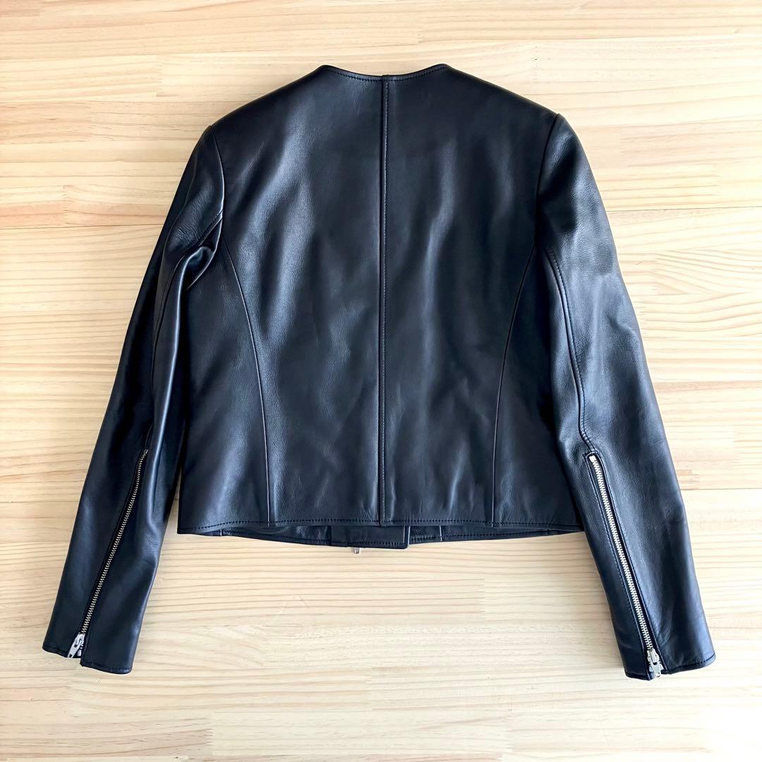 美品 ルシェルブルー ラムレザー ライダース 36 ブラック