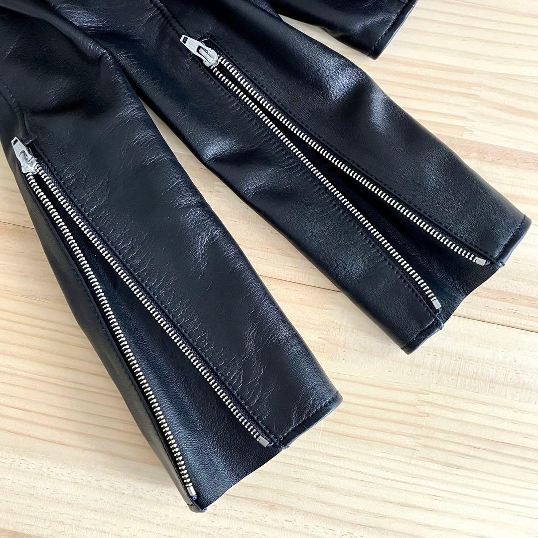 美品 ルシェルブルー ラムレザー ライダース 36 ブラック