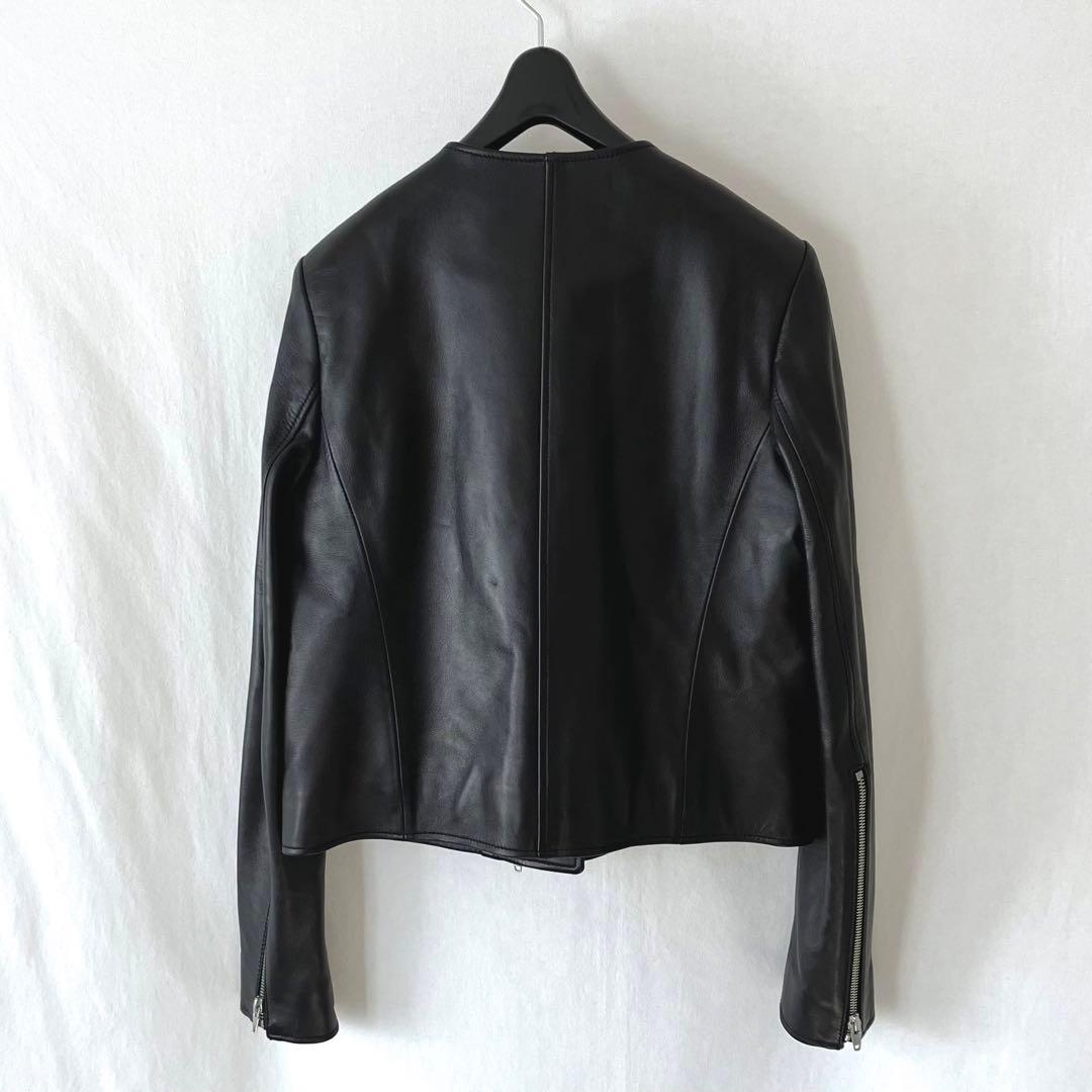 美品 ルシェルブルー ラムレザー ライダース 36 ブラック