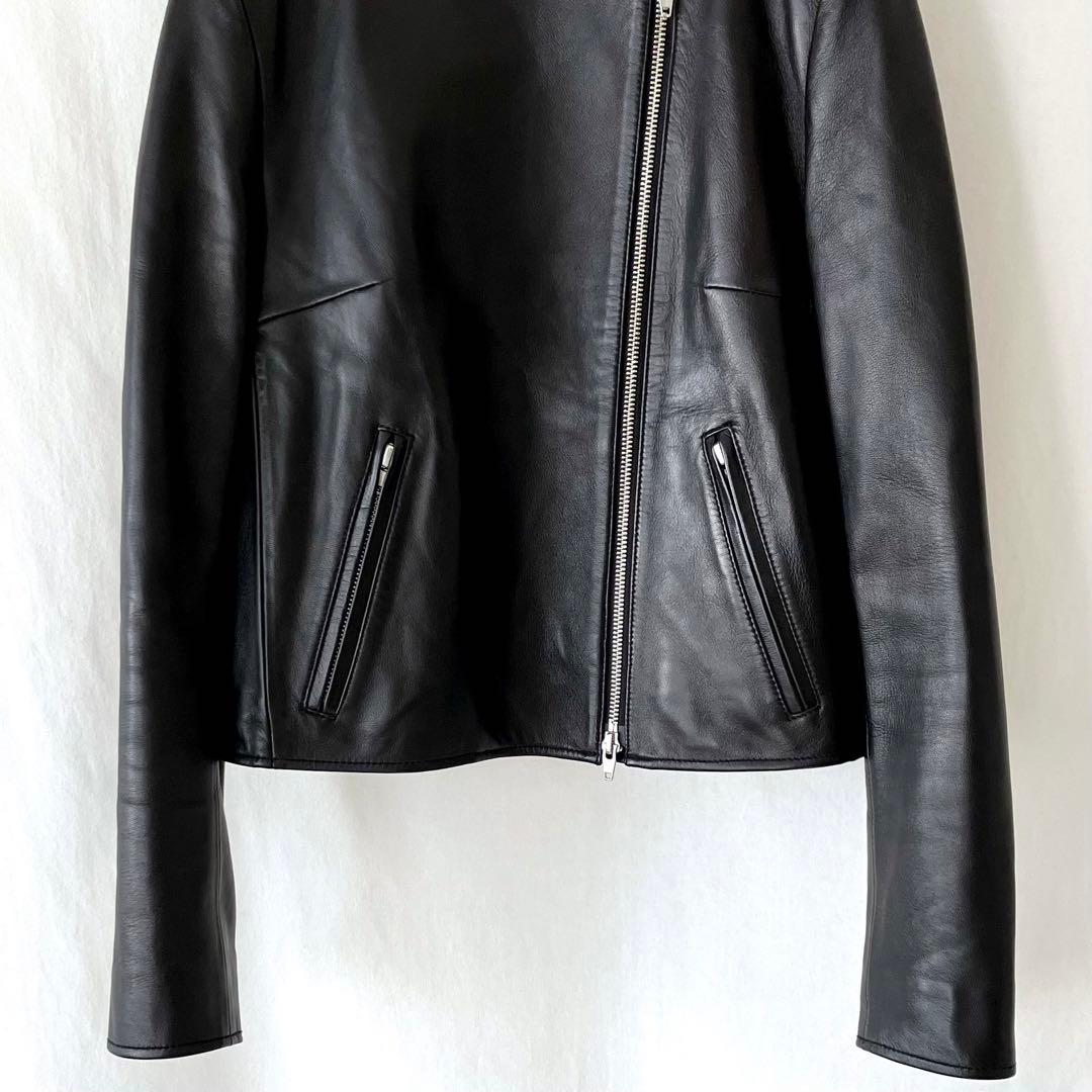 美品 ルシェルブルー ラムレザー ライダース 36 ブラック