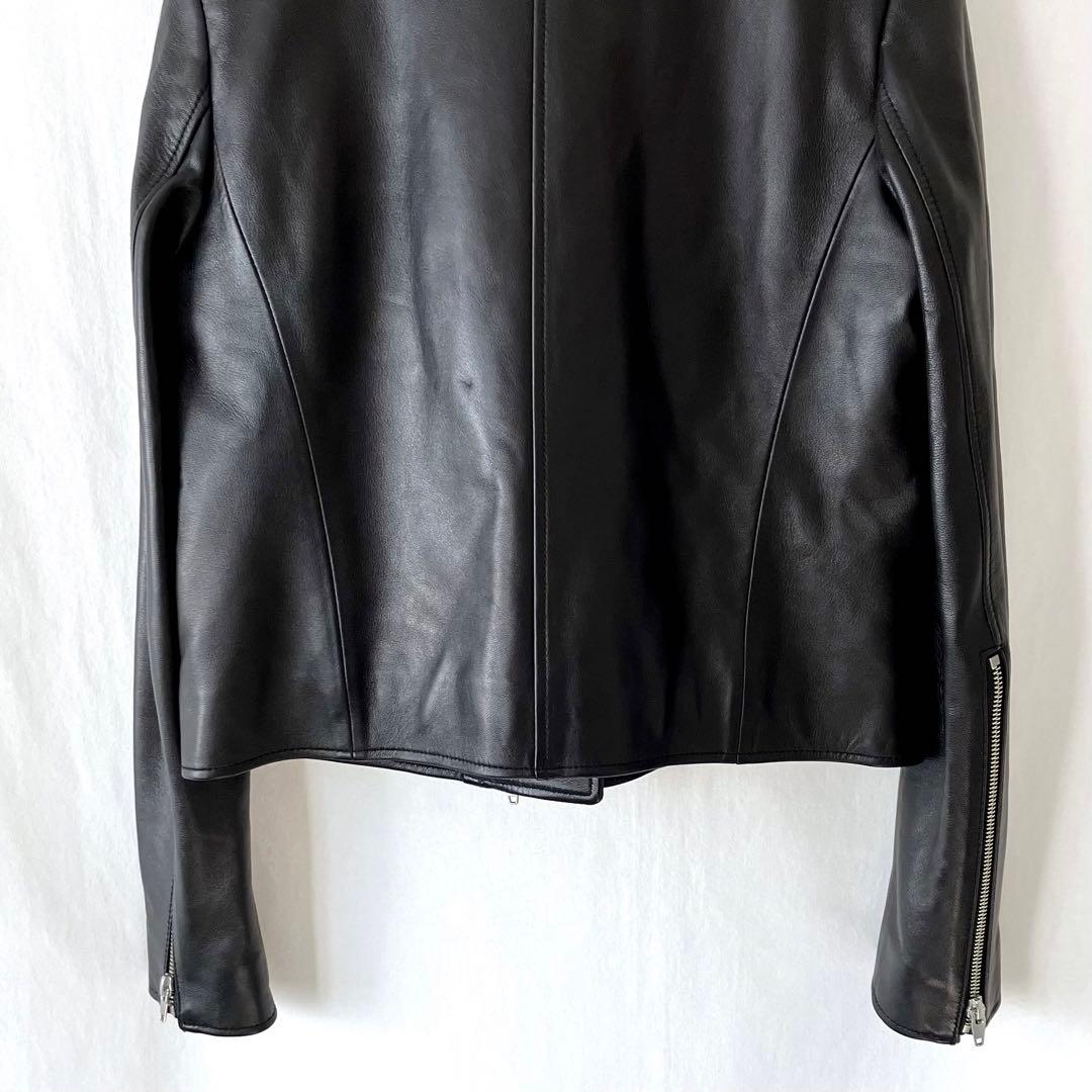 美品 ルシェルブルー ラムレザー ライダース 36 ブラック