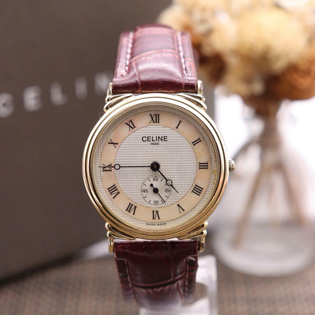 付属品付き【新品電池】CELINE H2903-3/動作品 人気モデル スモセコ