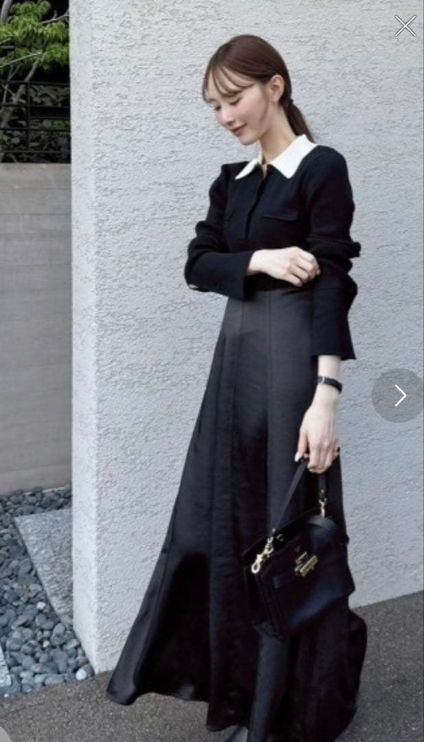 フレイアイディー　オープンポロカラーニットワンピース