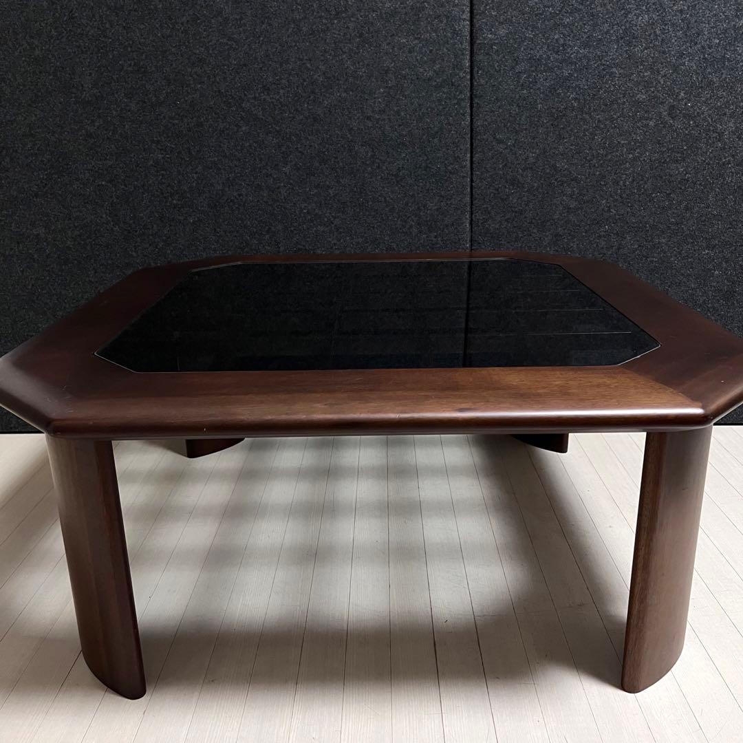 富士ファニチア　SAFU ガラステーブル　天然木　センターテーブル　アンティーク