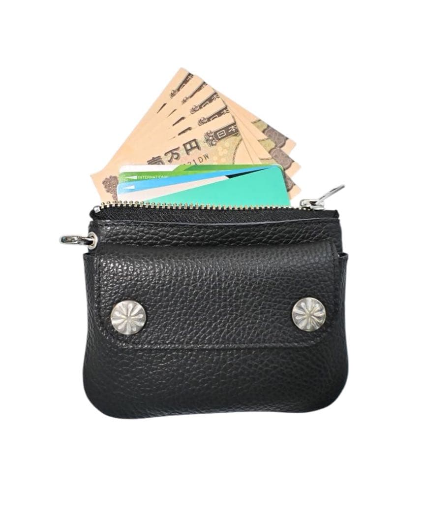 LOMEI Zipper Compact Wallet ブラック