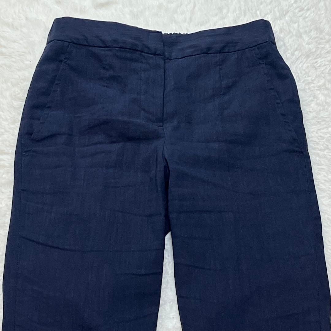 プラステ　PLST セットアップ　スーツ　ノーカラー　パンツ　リネン　ネイビー