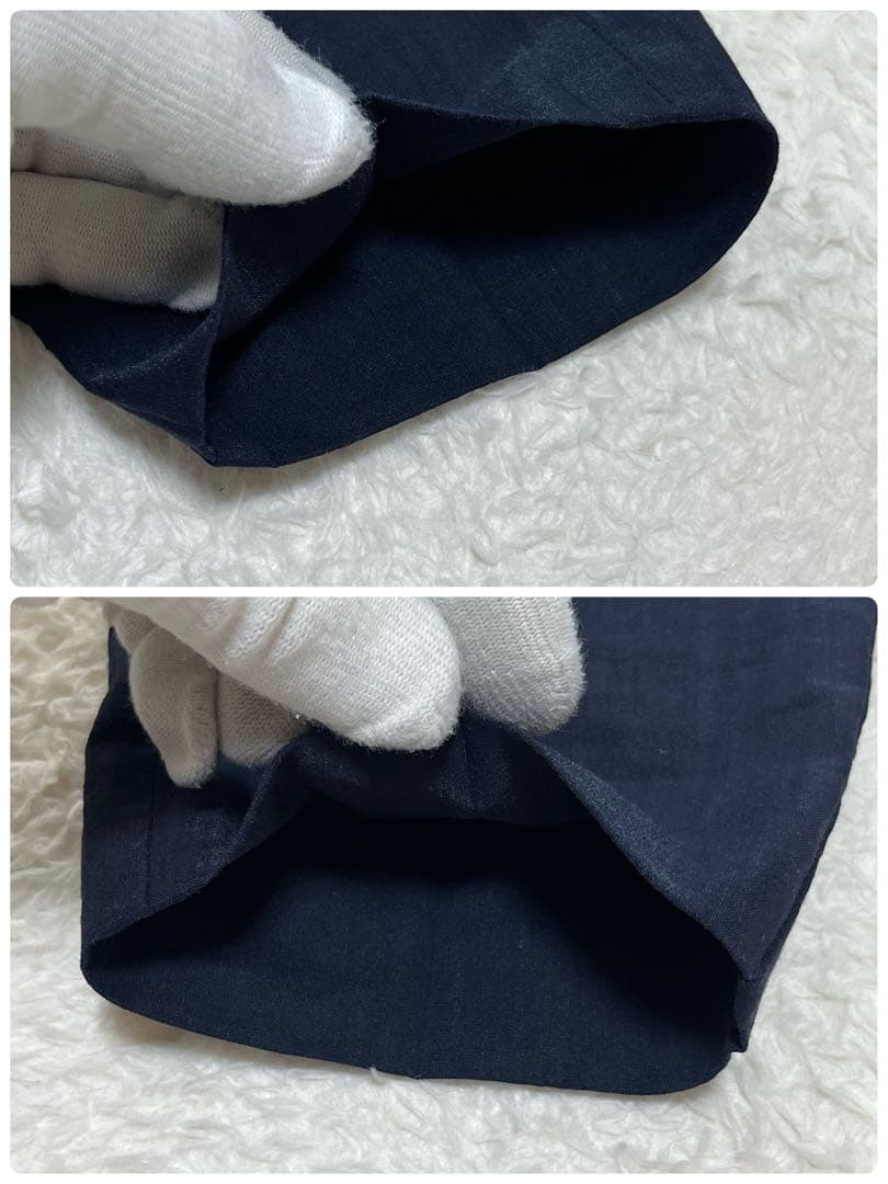 プラステ　PLST セットアップ　スーツ　ノーカラー　パンツ　リネン　ネイビー