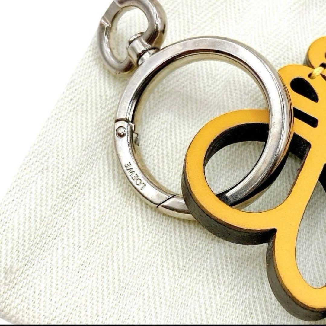 美品✨LOEWE ロエベ　アナグラム　チャーム　カーフ　オレンジ系　ブラック
