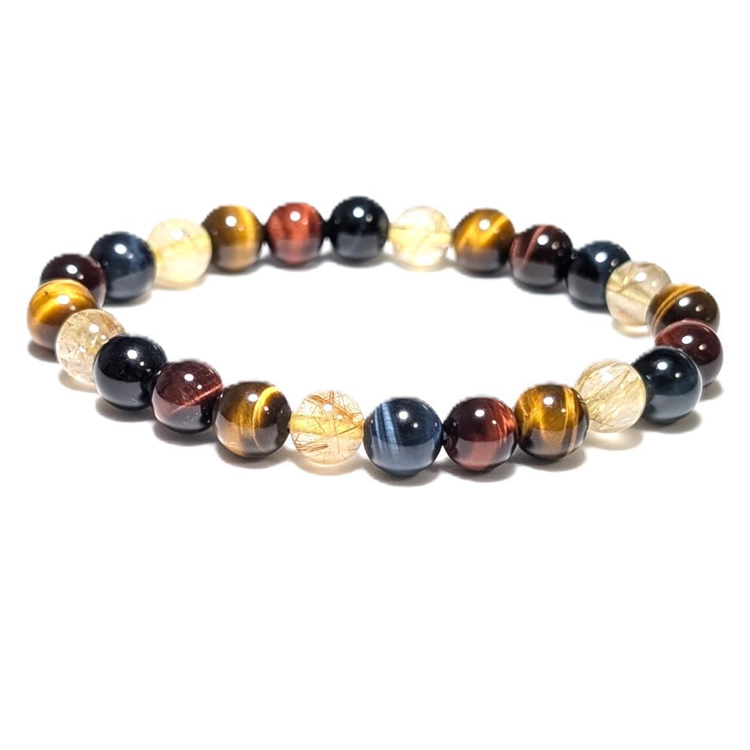 タイチンルチル 三種タイガーアイ 数珠 ブレスレット エナジーストーン お守り