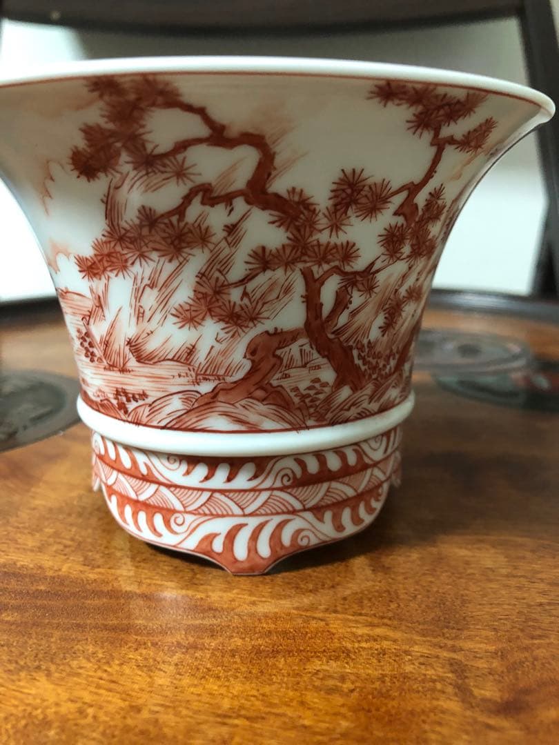 谷楽方山さんの赤絵 小品盆栽小鉢