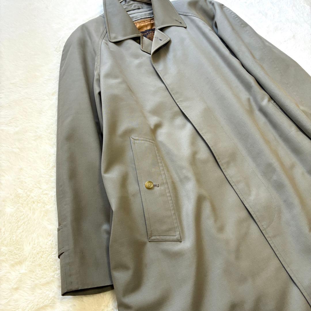 90s BURBERRY シルク混バルマカーンコート カシミヤ混ライナー 玉蟲