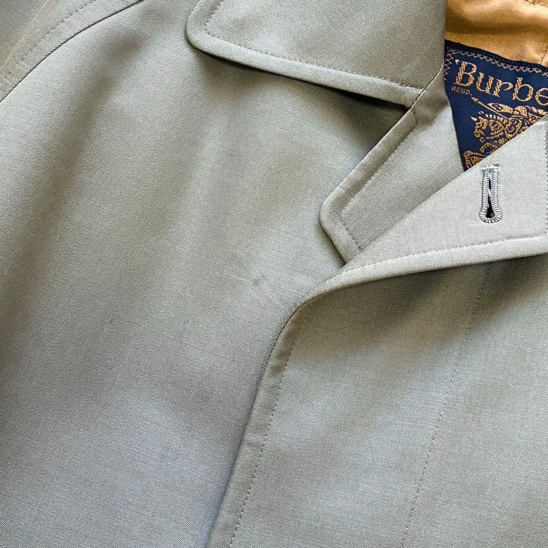 90s BURBERRY シルク混バルマカーンコート カシミヤ混ライナー 玉蟲