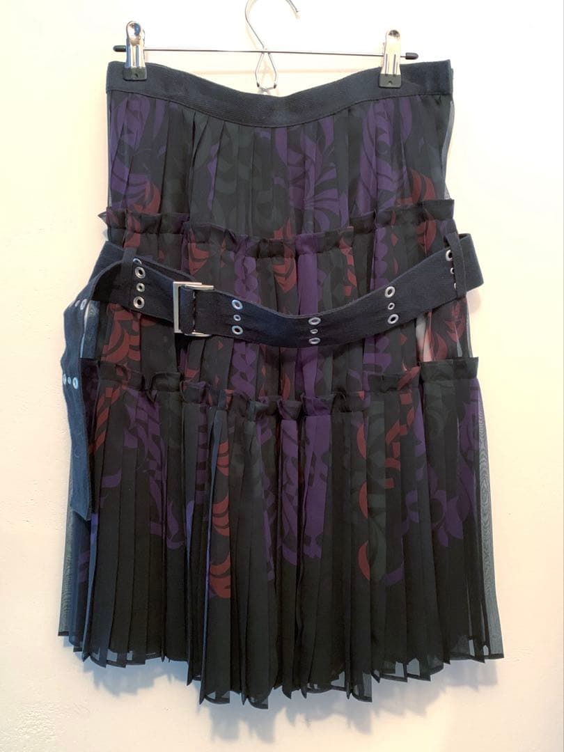 美品◇sacai サカイ ベルト付き プリーツ スカート