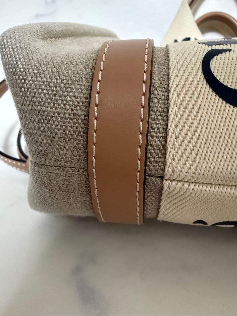 あま　Chloe WOODY SMALL トートホワイト✕ベージュ