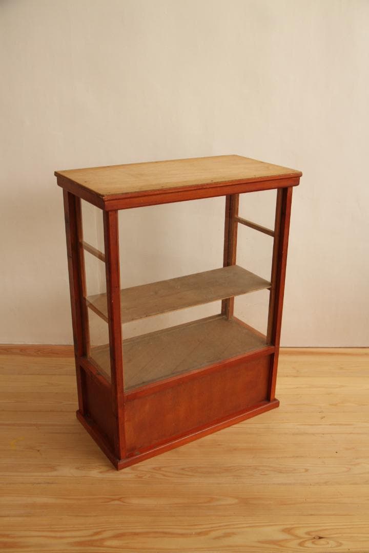 ガラス棚　デイズプレイ棚　店舗什器　棚　木製アンティーク　高さ約90㎝