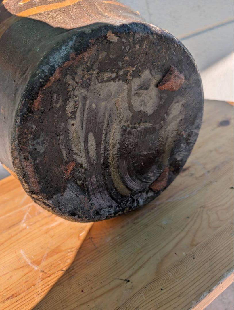 【昭和レトロ】大甕　大壺　陶器　ピータン壺　つぼ　甕　オブジェ　アンティーク