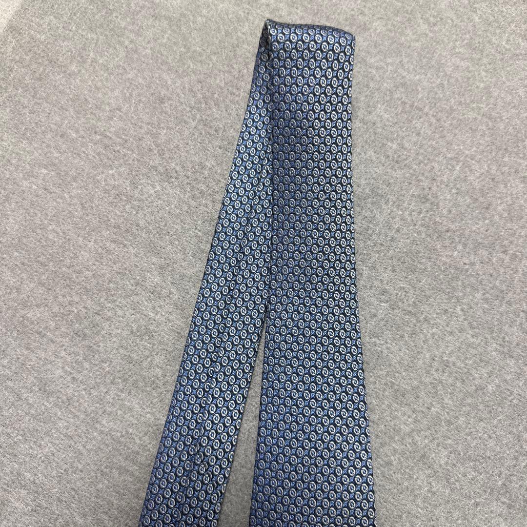 エルメス ネクタイ 青紺 シルクジャガード