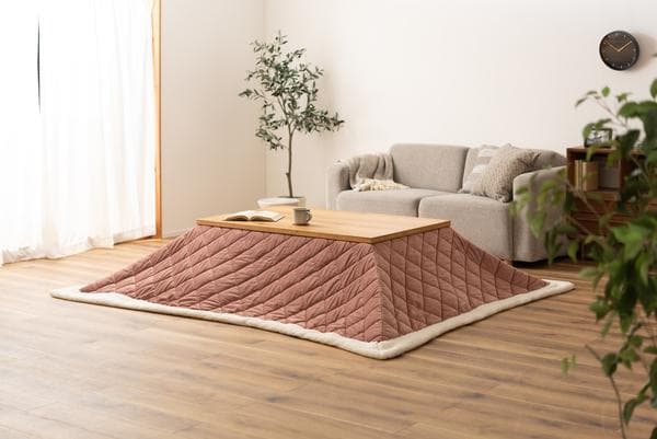 おしゃれ ふかふか かわいい 暖かい 長方形 こたつ布団 サーモンピンク