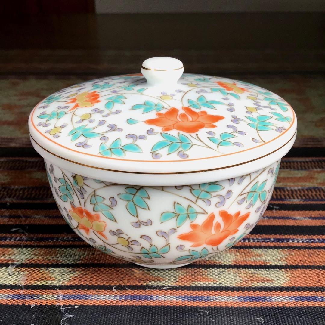 美濃焼　前畑陶器　『花唐草』　お茶茶碗　5客　中皿　5枚