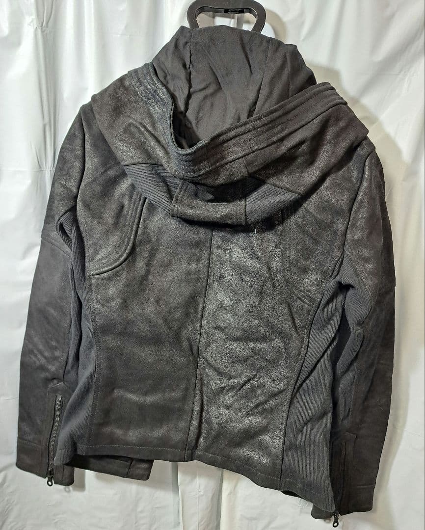 未使用　ノーアイディー　NO ID　レザーフードジャケット