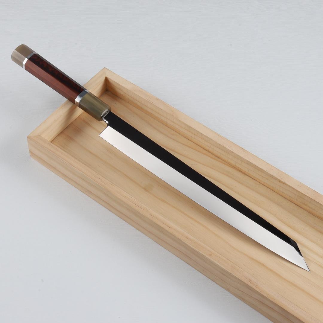 梵静刃物 切付包丁刺身包丁 尺寸 ウルトラ鏡面仕上げ スネークウッド白水牛八角柄