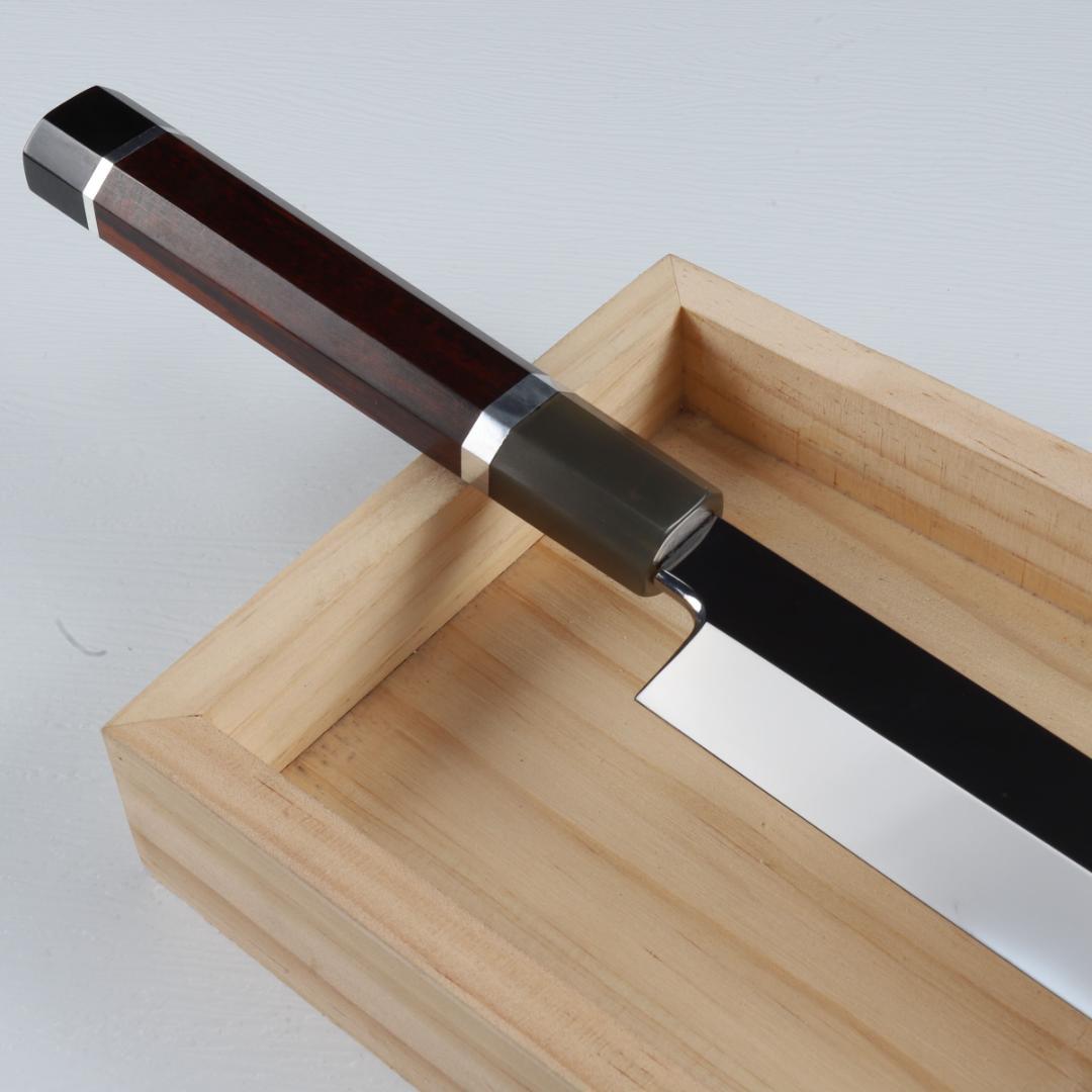 梵静刃物 切付包丁刺身包丁 尺寸 ウルトラ鏡面仕上げ スネークウッド白水牛八角柄