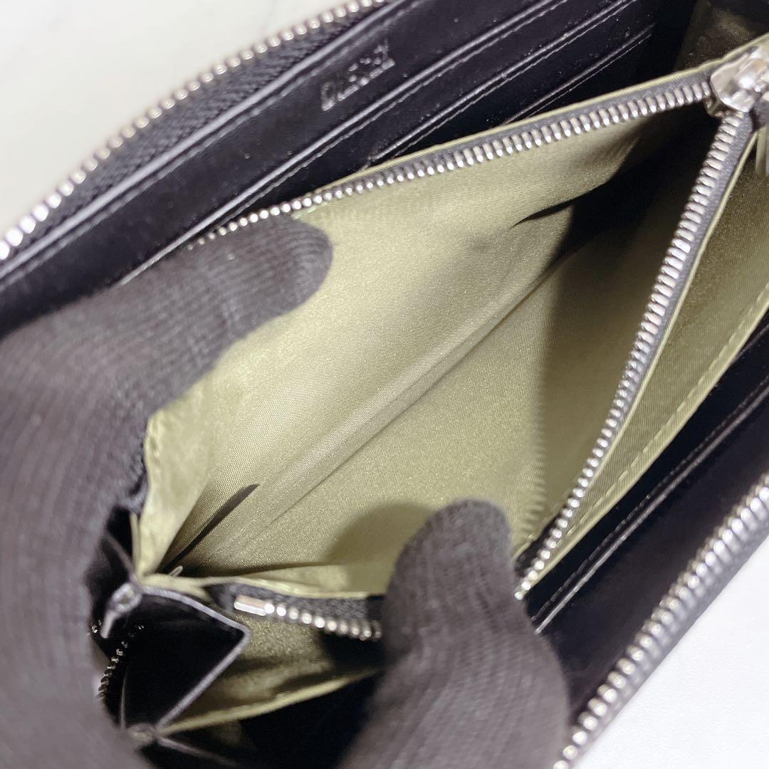 未使用級✨DIESEL デカロゴ ラウンドファスナー サフィアーノレザー 黒