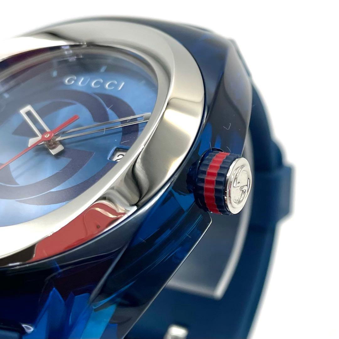 GUCCI SYNC シンク ラバーベルト ユニセックス ウォッチ ブルー 青