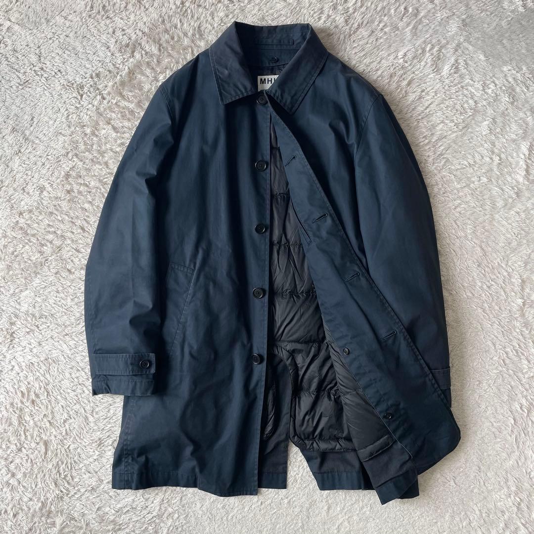 エムエイチエル MHL ダウンライナー付きステンカラーコート L 紺
