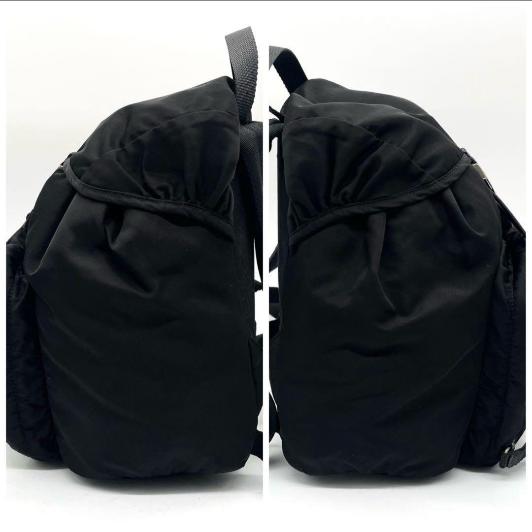 美品✨プラダ リュック 巾着型 ナイロン 三角ロゴ 白タグ ブラック