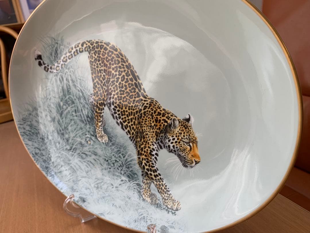 HERMES 赤道直下のスケッチヒョウの絵柄オーバルプレート♡美しい♡希少