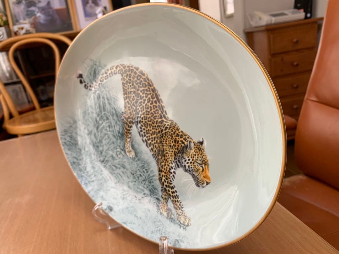 HERMES 赤道直下のスケッチヒョウの絵柄オーバルプレート♡美しい♡希少