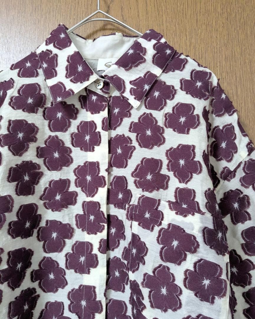 ＜6(ROKU)＞フラワー ジャカード ショートスリーブシャツ