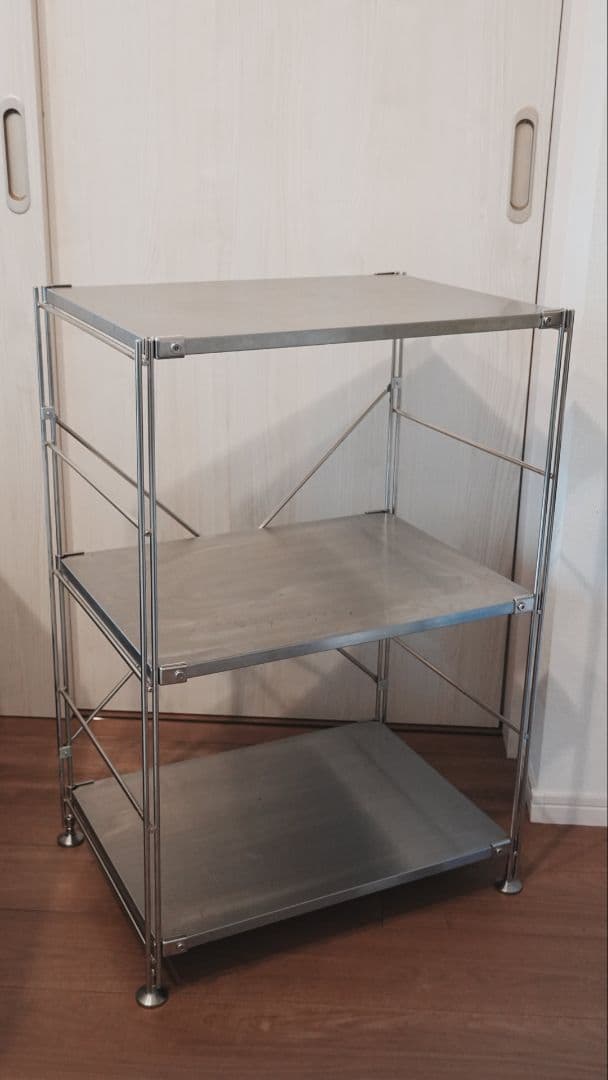 無印良品　ステンレスユニットシェルフ　3段　ワイド　小