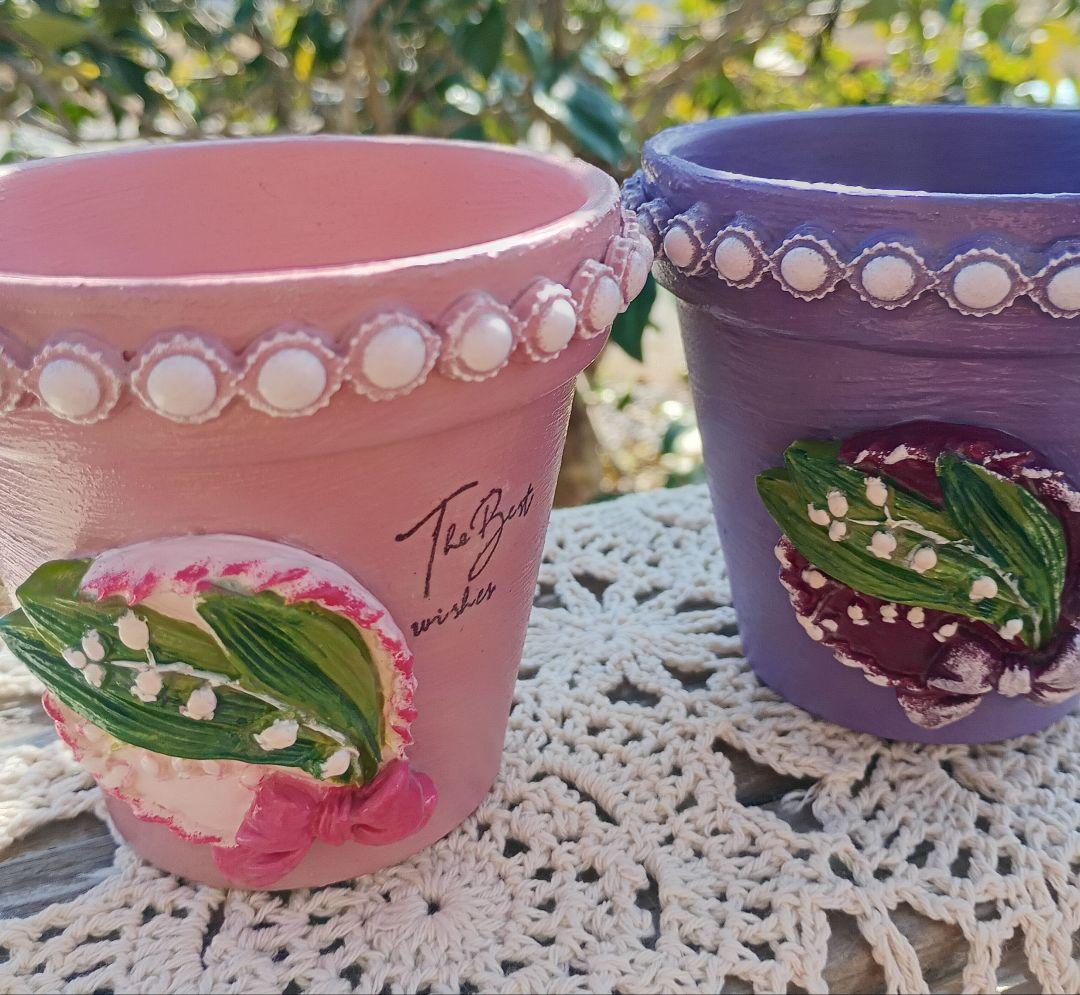 のんち リメ鉢♡リメイク鉢♡ハンドメイド♡3号 ⒊5号
