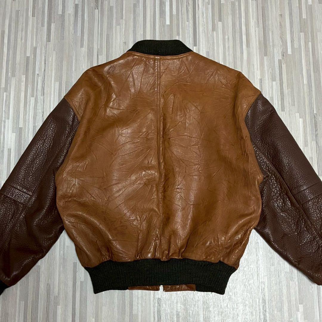 90s 希少✨️インターメッツォ ラムレザー ボンバージャケット ブラウン L