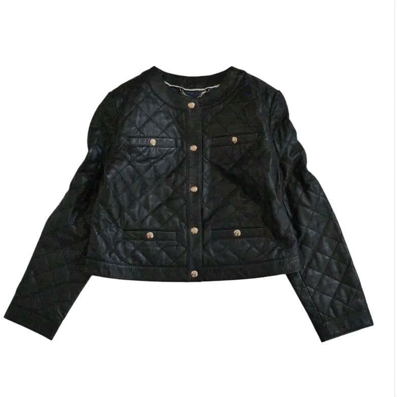 美品❀J.CREW　ラムレザー　キルティング　ジャケット　金ボタン　М〜L相当