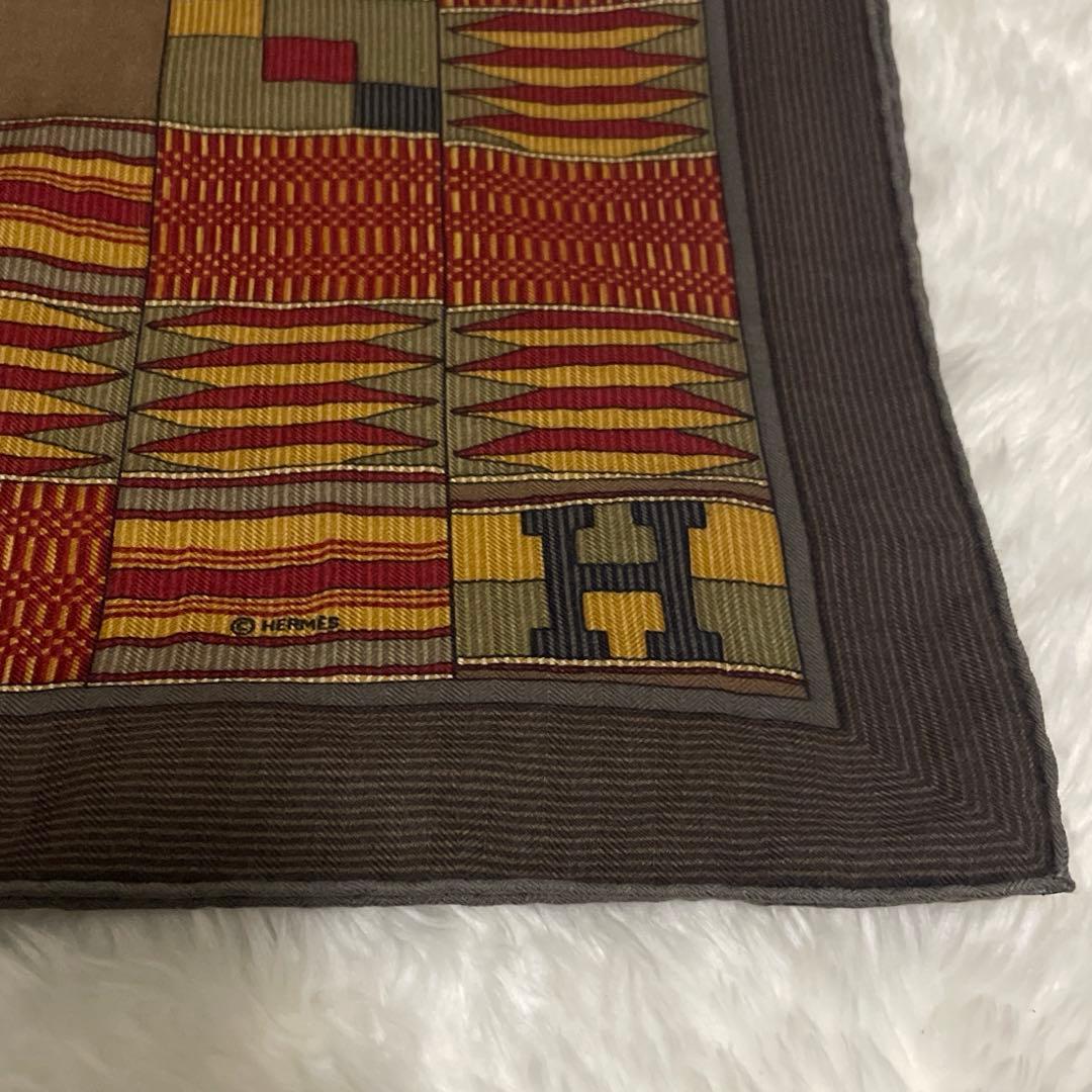 美品　HERMES カシシル　カレ140 カシミヤシルク大判スカーフ　マフラー