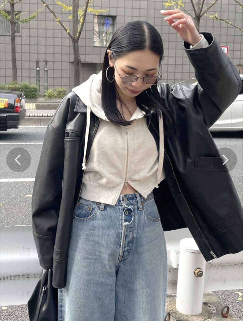 Ungrid アングリッド ヴィンテージフェイクレザーブルゾン ブラック