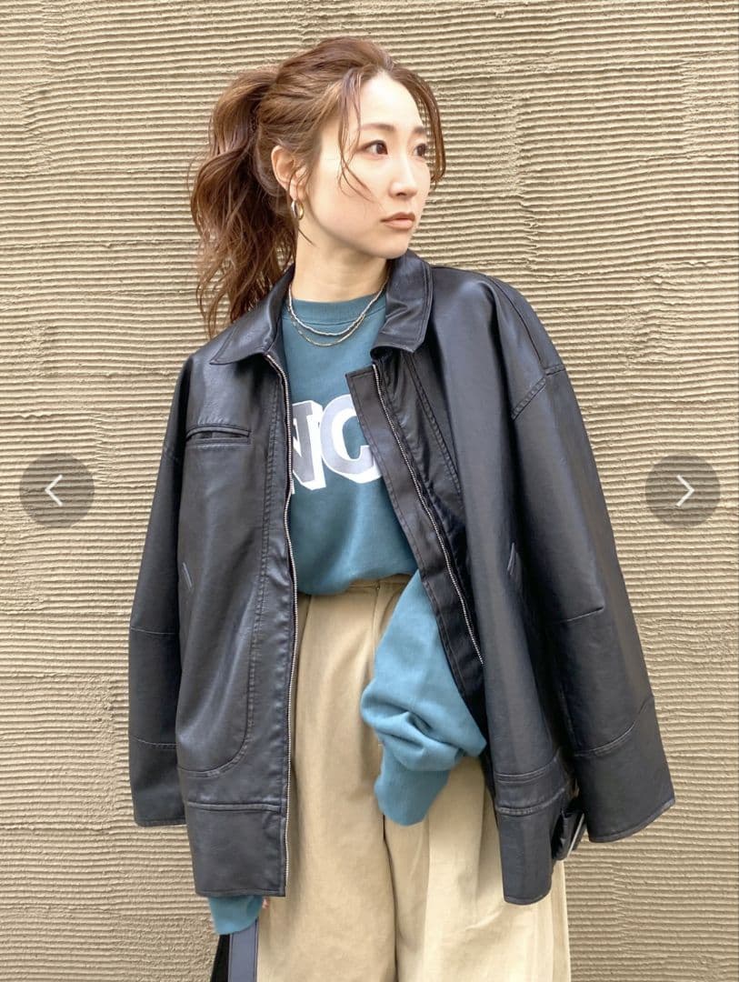 Ungrid アングリッド ヴィンテージフェイクレザーブルゾン ブラック