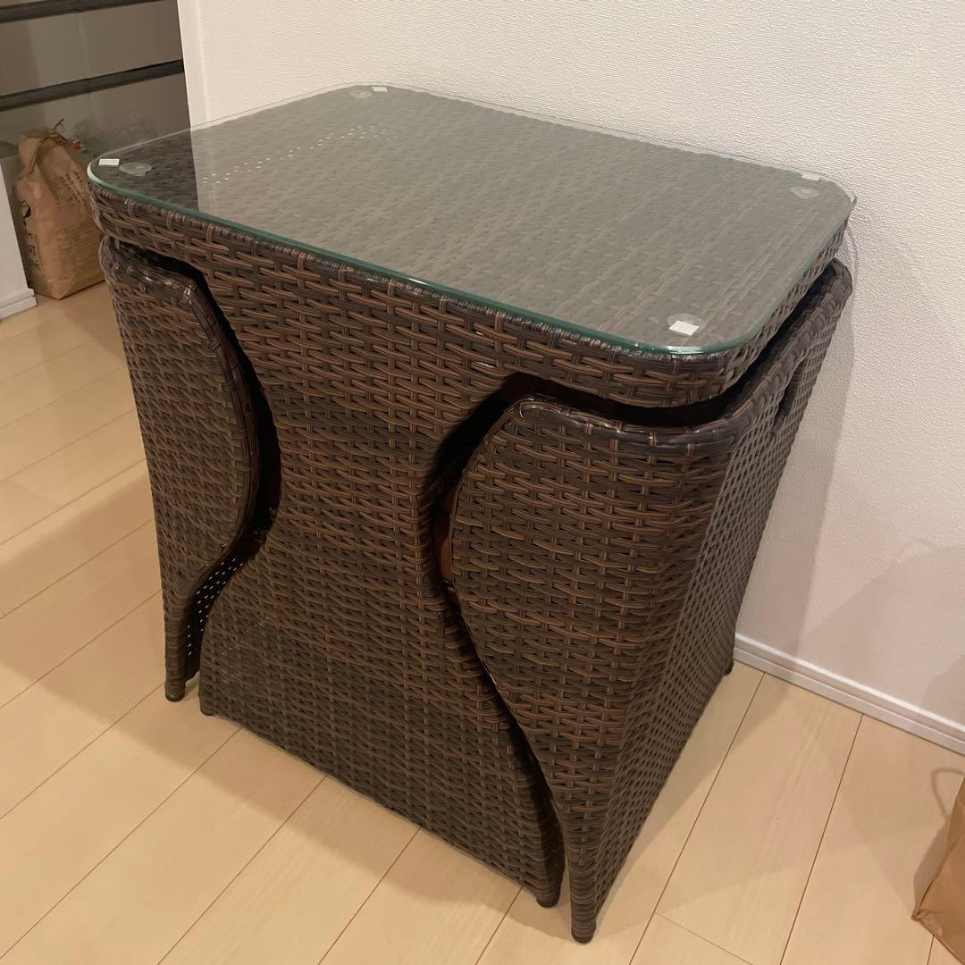 【テーブルチェアセット】ラタン製ダイニングテーブルセット