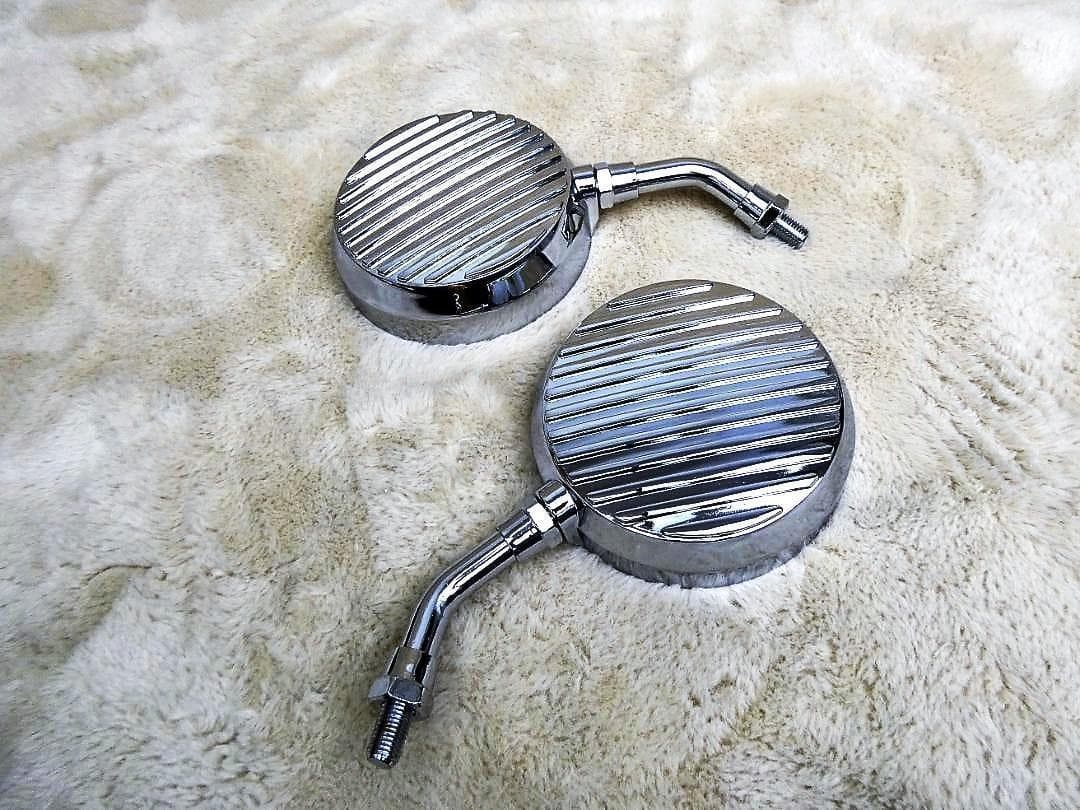 全フィン　ミラー　ショート　メッキ/左右 正ネジ10ミリ