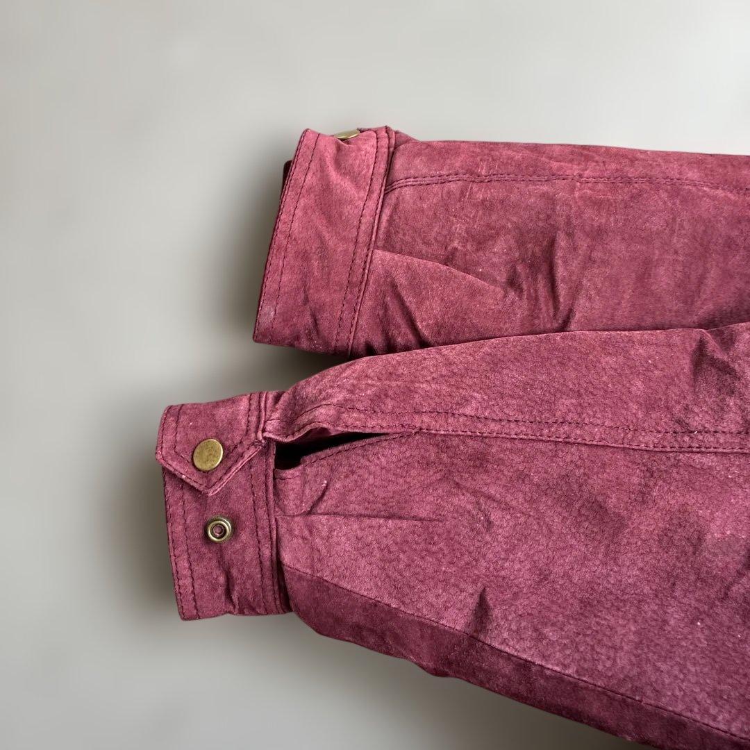 本革レザージャケット　えんじ色赤レッド　ヴィンテージ90sブルゾン短丈ハイネック