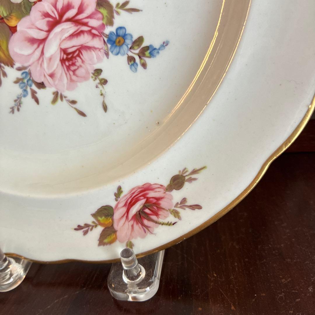 稀少　英国アンティーク　チャールズボーン　19世紀初頭薔薇のブーケのプレート