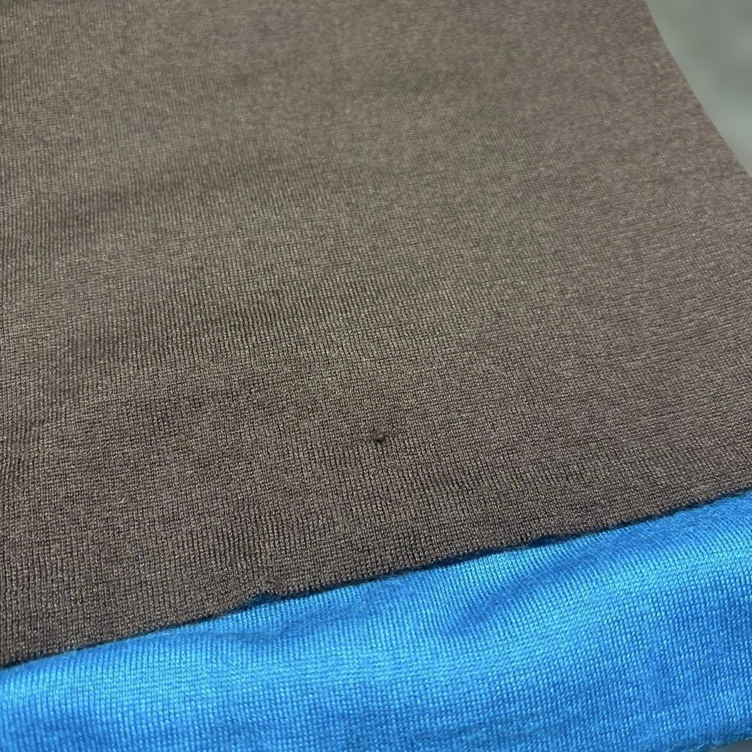 HERMES カシミア　シルク マフラー ブルーブラウン　Hロゴ