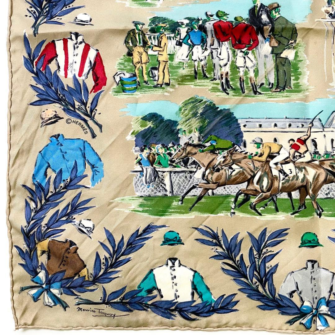 エルメス　カレ40　CHANTILLY　競馬場　シルク　43cm スカーフ　　M