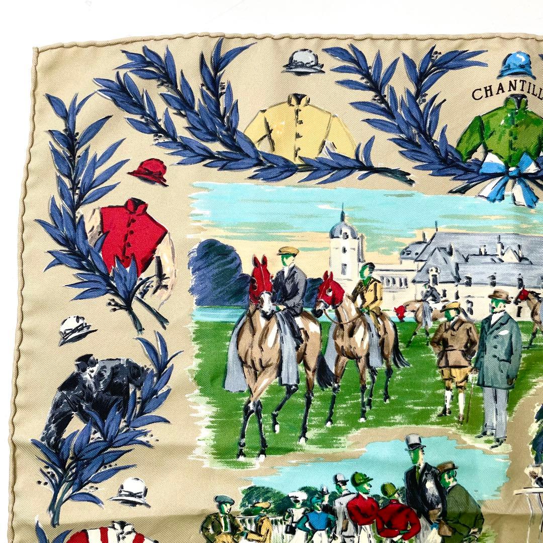 エルメス　カレ40　CHANTILLY　競馬場　シルク　43cm スカーフ　　M