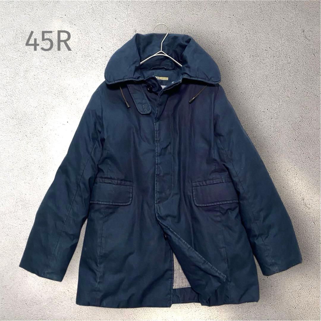 希少✨45R インディゴ染　ダウンジャケット　モッズコート　ネイビー　紺