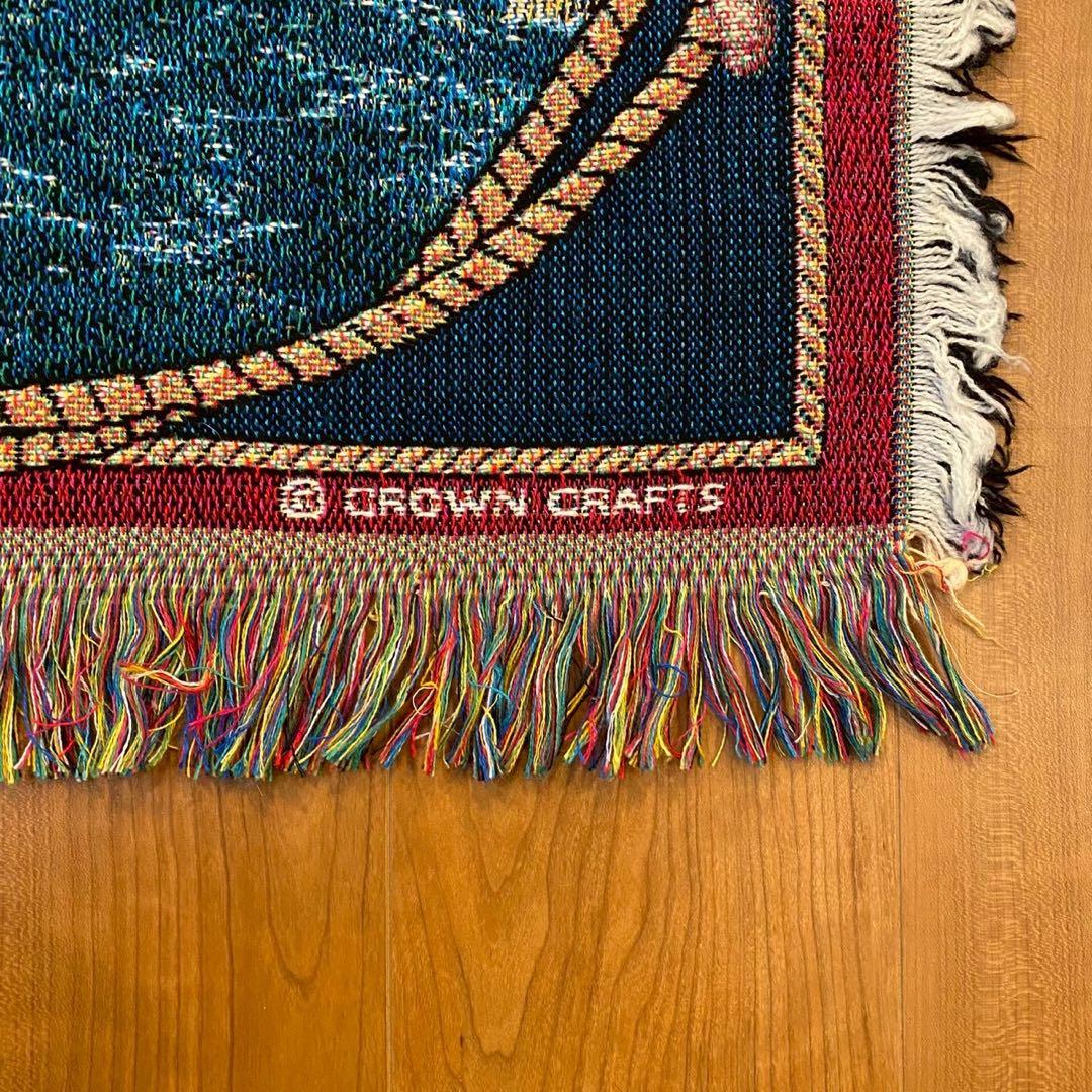 美品　CROWN CRAFTS 灯台柄 ゴブラン織り ラグ タペストリー