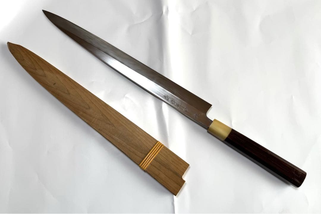 ‪☆新品‪☆最高級 柳刃 本焼（錬）青鋼 白水牛八角黒檀柄 尺二寸 尚台正吉